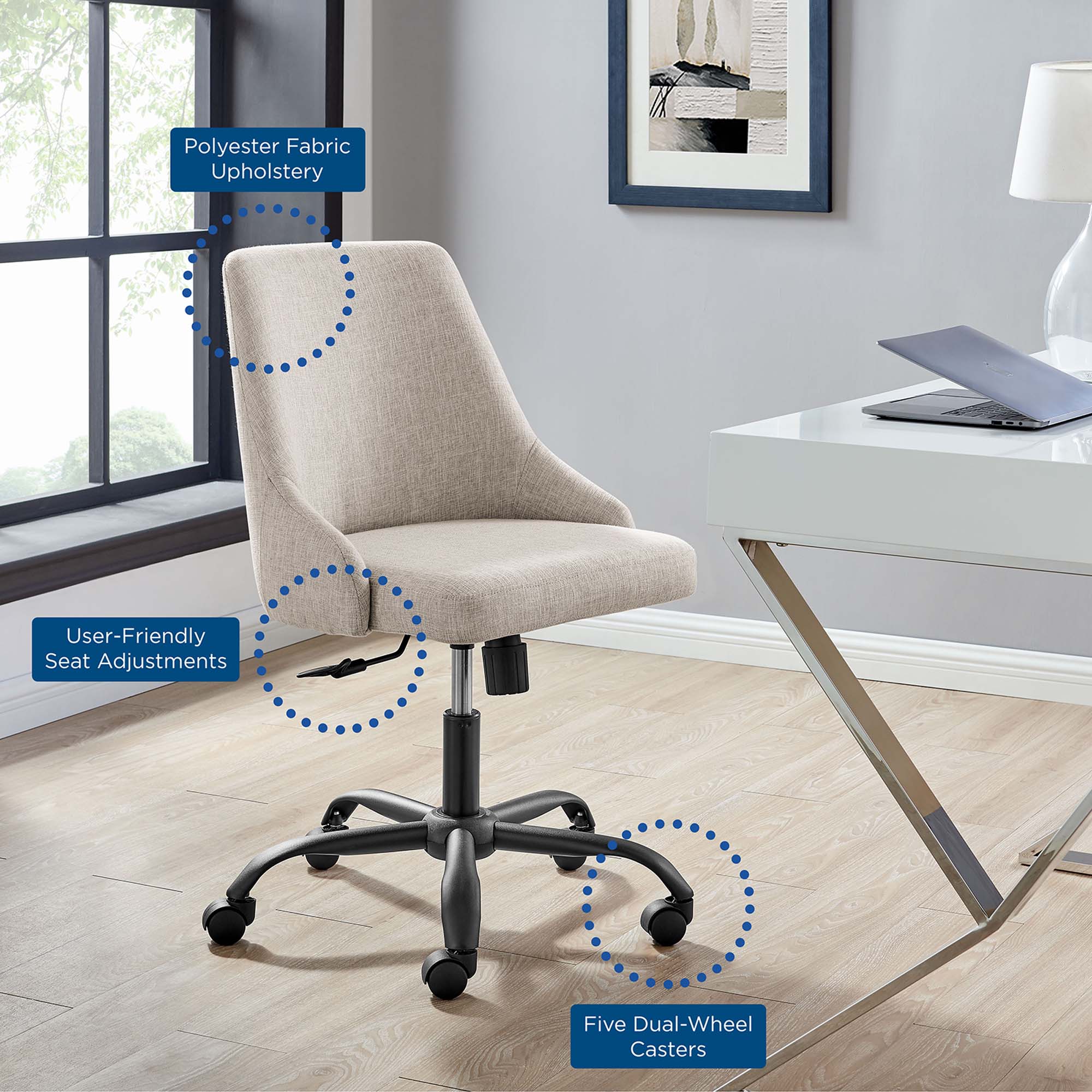 Ally Beige Office Chair - Image 2