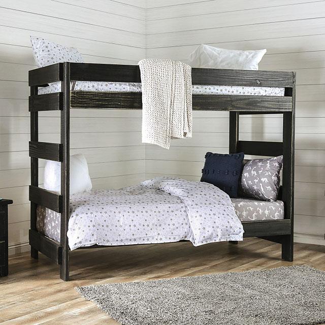 Arlette Twin/Twin Bunk Bed Brown, Black, Gray, & White - Image 6