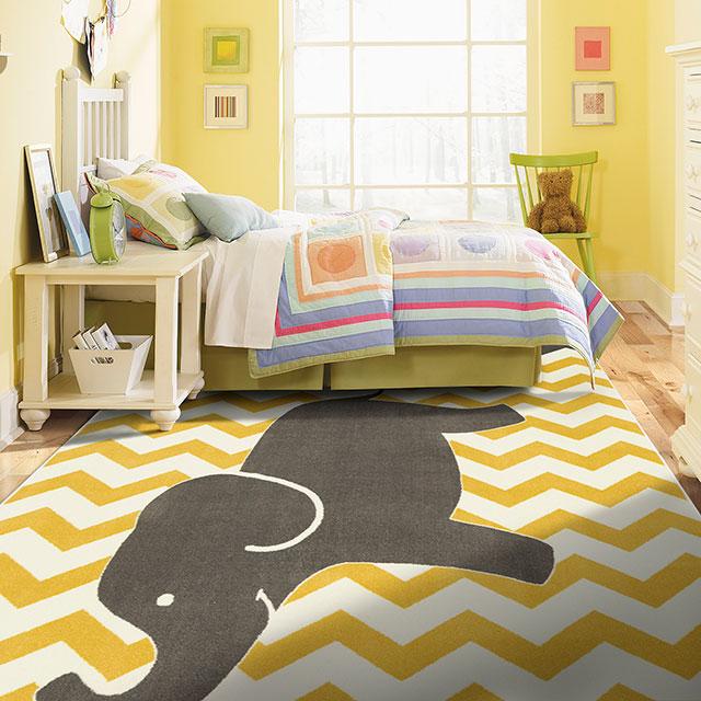 BARON 5' X 8', Area Rug, Elephant, Yellow/Gray - Image 2