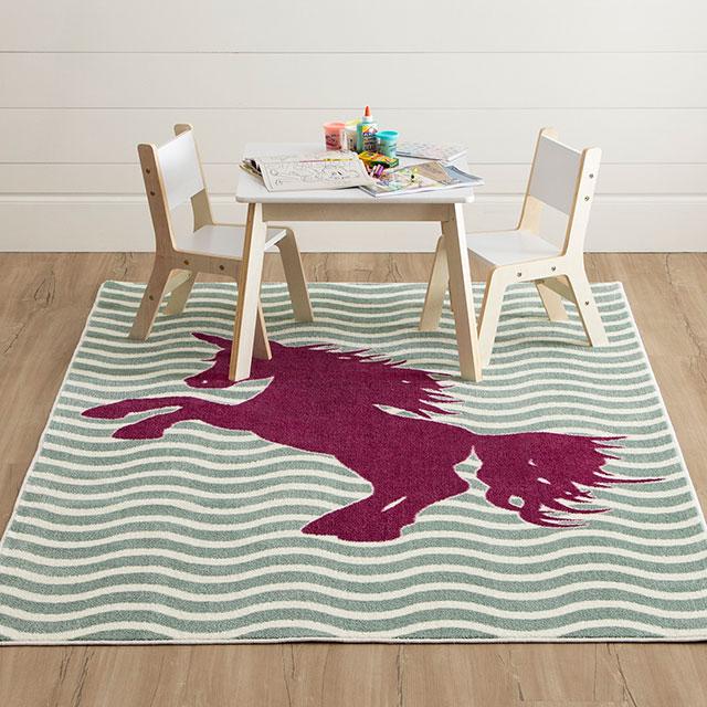 BARON 5' X 8', Area Rug, Horse, Sage Green/Fuchsia - Image 2