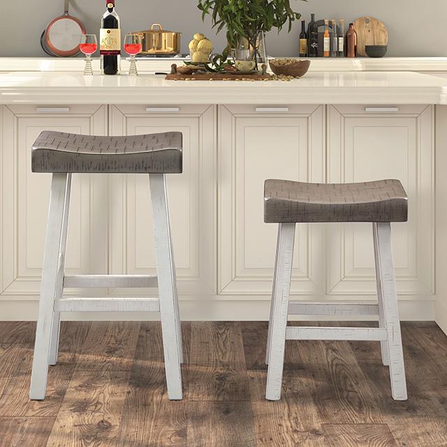 Biasca 24" Stool (2/CTN) White, Brown, & Black - Image 2