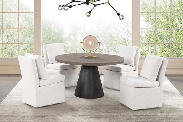 Broager 5 Pc Dining Table Set (Light Gray Swivel Chairs) - Image 2