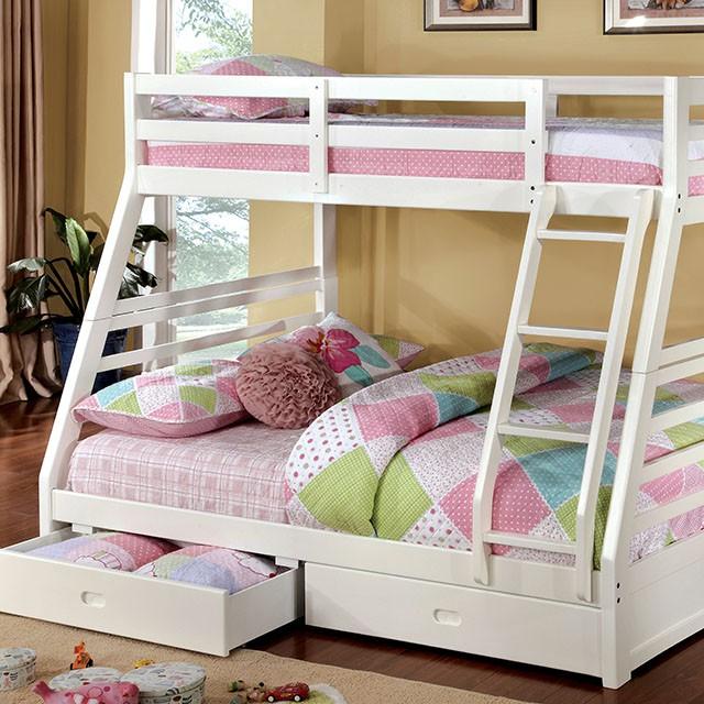 California II Cherry Twin/Full Bunk Bed w/ 2 Drawers Cherry, Walnut, Grey, &Oak - Image 8