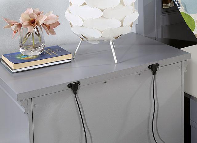 CASTLILE Night Stand w/ USB, Gray - Image 3