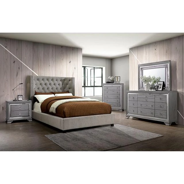 Cayla Cal.King, E.King, & Queen Bed Silver & Grey - Image 2
