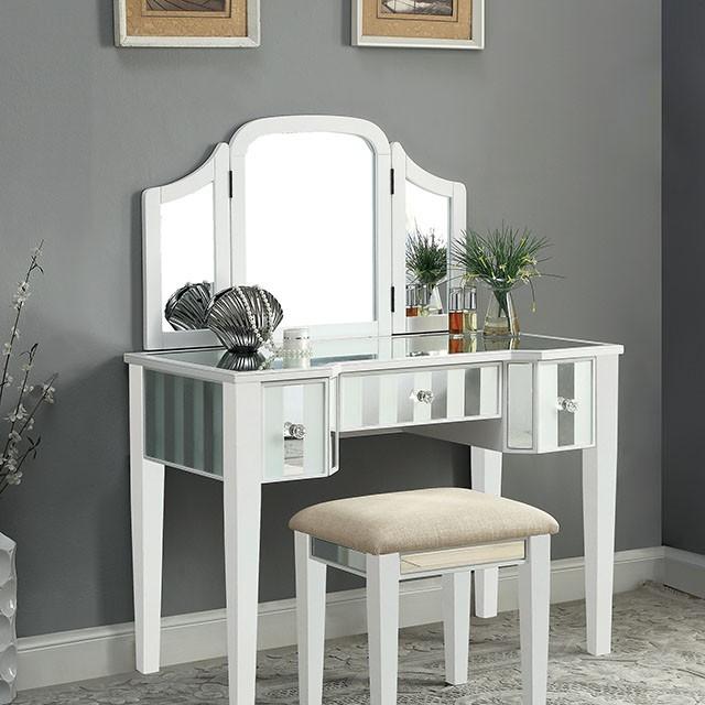 Cyndi White Vanity w/ Stool - Image 2