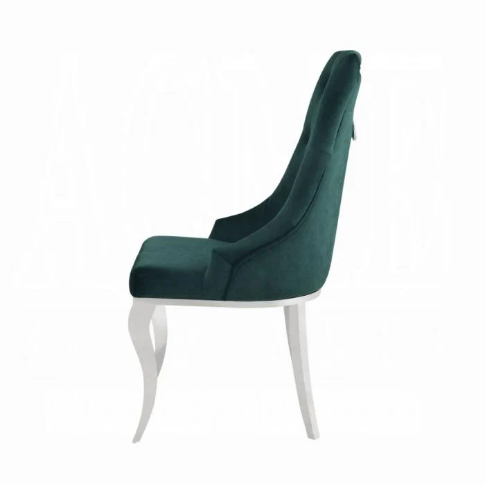Dekel Green Fabric & Stainless Steel Side Chair - Image 3