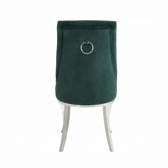 Dekel Green Fabric & Stainless Steel Side Chair - Image 4