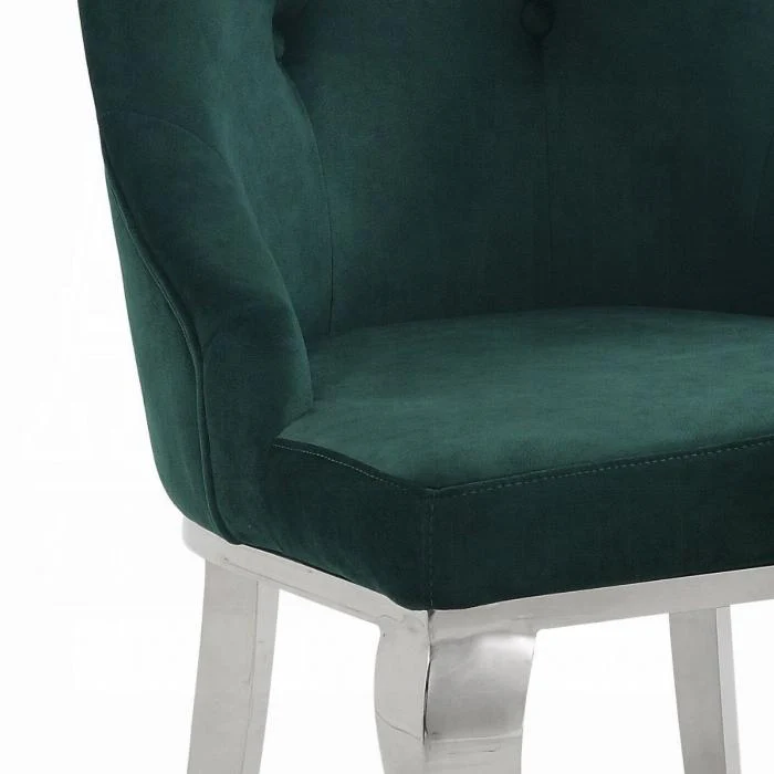 Dekel Green Fabric & Stainless Steel Side Chair - Image 5