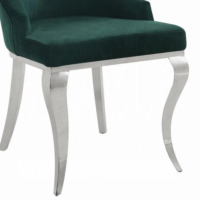 Dekel Green Fabric & Stainless Steel Side Chair - Image 6