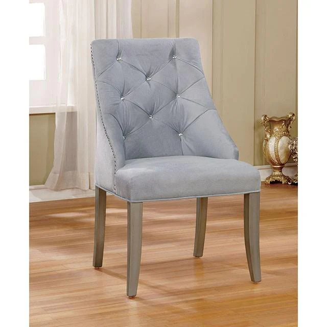 DIOCLES Silver/Light Gray Side Chair (2/CTN) - Image 2
