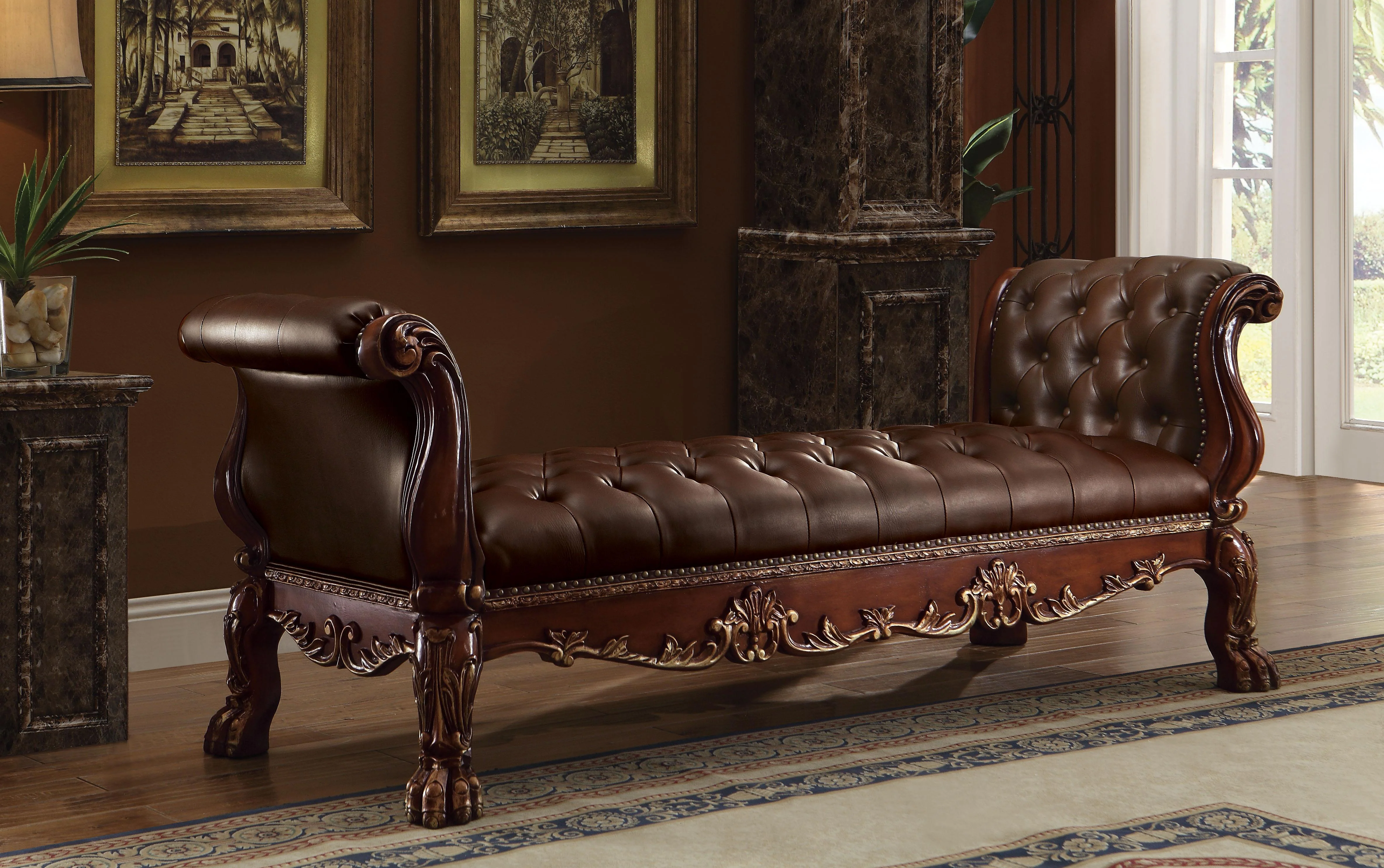 Dresden PU & Cherry Oak Bench