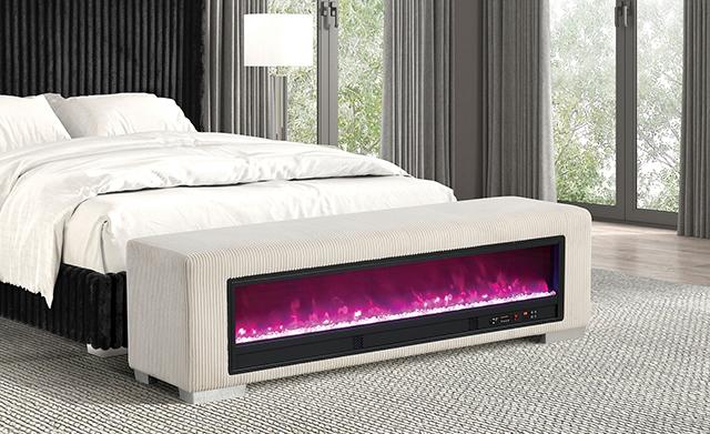 Elnath Bench w/ Visual Crystal Fireplace - Image 2