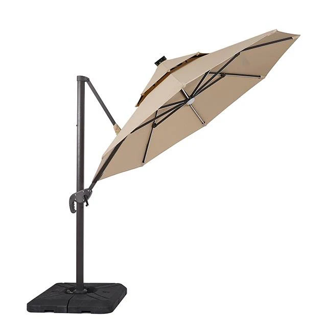 Fera 10 Ft Round Umbrella w/ LED Bulb + 37" Large Base - Image 5