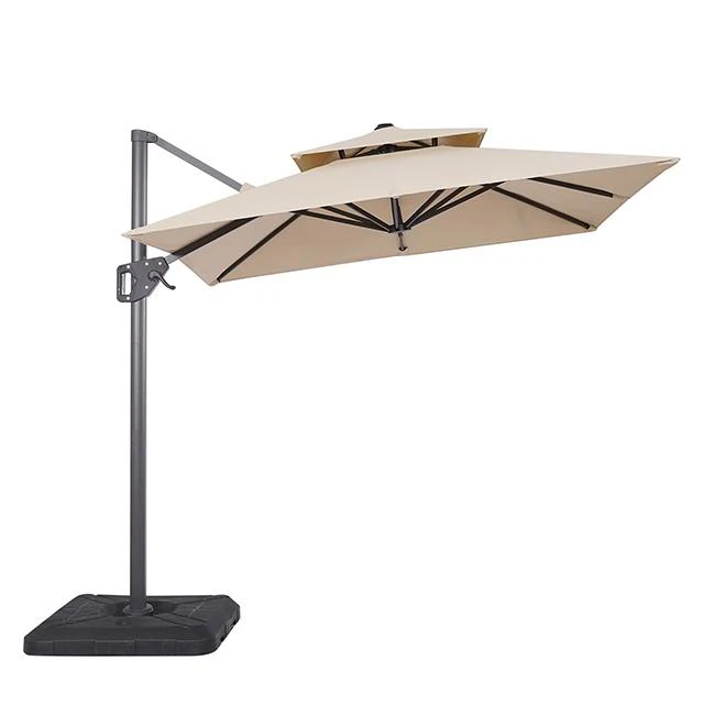 Fida 8 Ft Square Umbrella w/ Double Top + 37" Large Base - Image 2