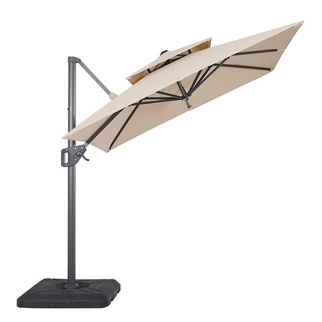 Fida 8 Ft Square Umbrella w/ Double Top + 37" Large Base - Image 3