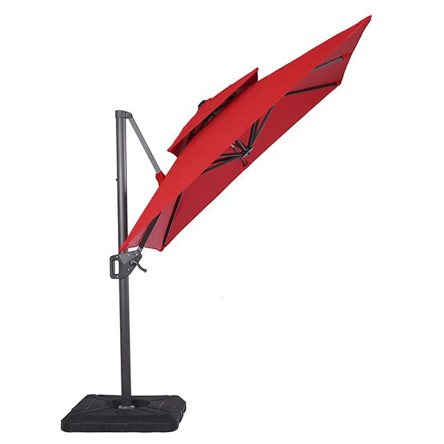 Fida 8 Ft Square Umbrella w/ Double Top + 37" Large Base - Image 2