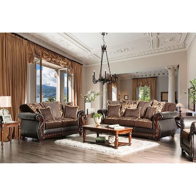 Franklin Dark Brown/Tan Sofa, Dark Brown - Image 2
