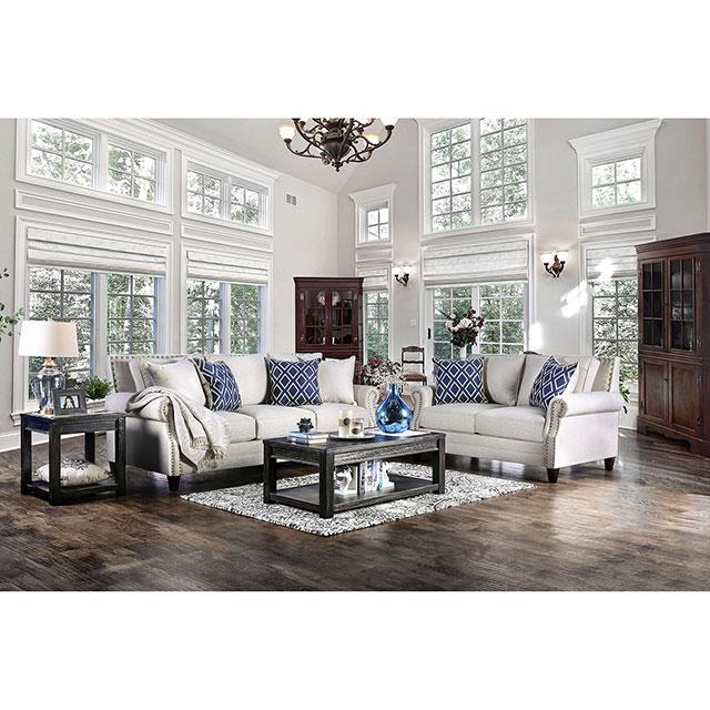 Giovanni Beige/Blue Love Seat - Image 2