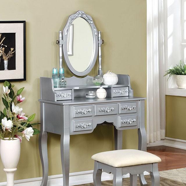 Harriet Silver Vanity w/ Stool - Image 2