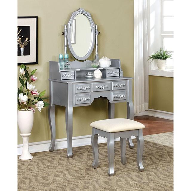 Harriet Silver Vanity w/ Stool - Image 4