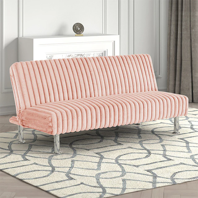 Hinwil Futon Sofa Bed Pink, Beige Grey, & Black - Image 4