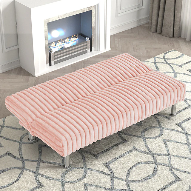 Hinwil Futon Sofa Bed Pink, Beige Grey, & Black - Image 5