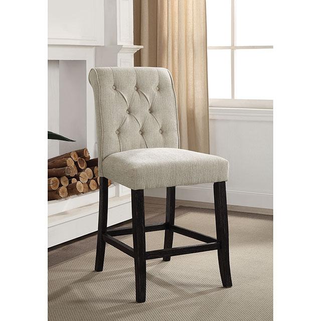 Izzy Beige/Antique Black Counter Ht. Chair, Ivory (2/CTN) - Image 2
