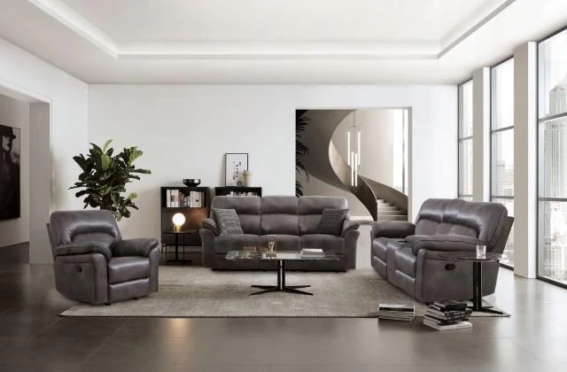 JOSIAS Glider Recliner, Dark Gray Leatherette - Image 2