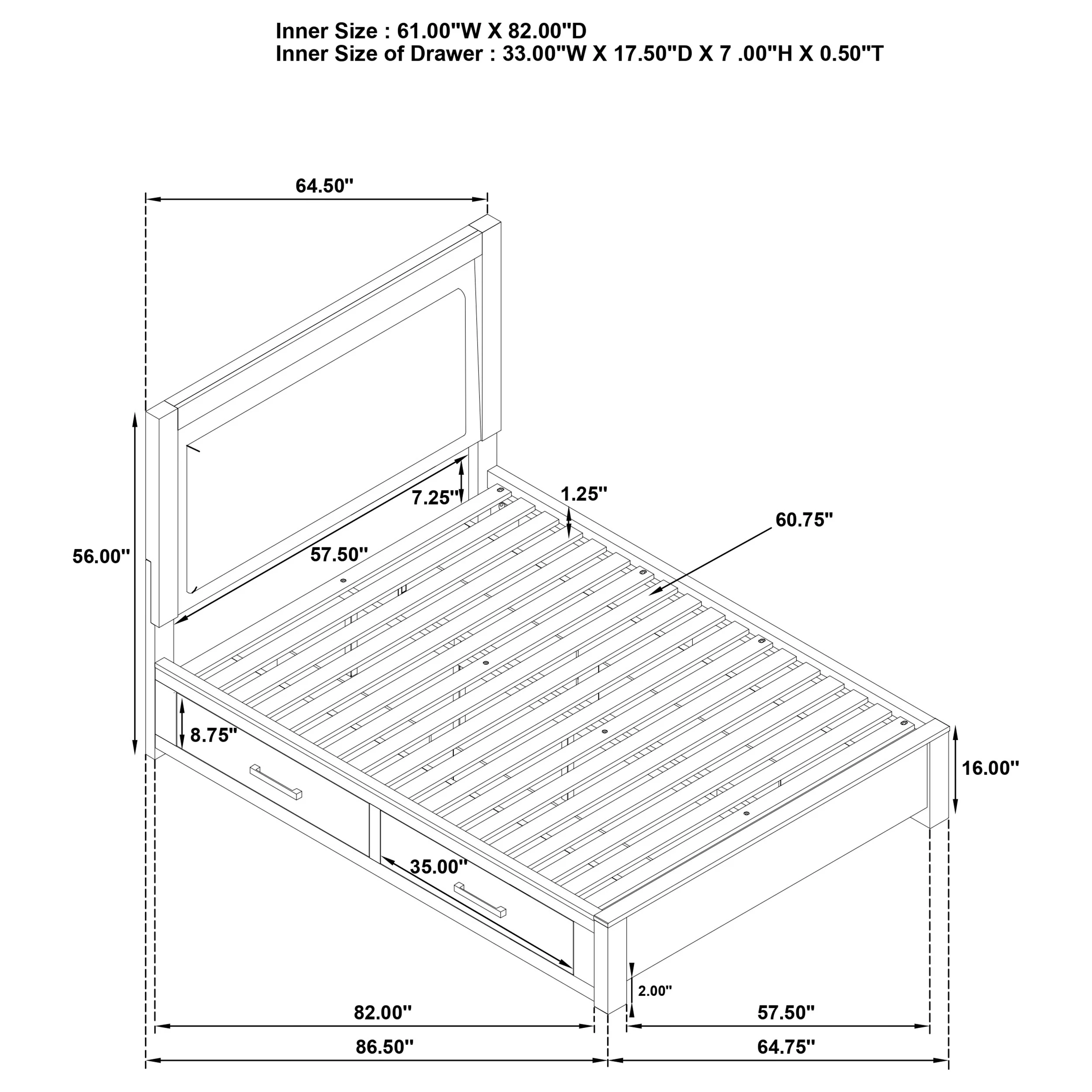 Kenora Panel Platform Storage Bed with LED Lighting - Image 14