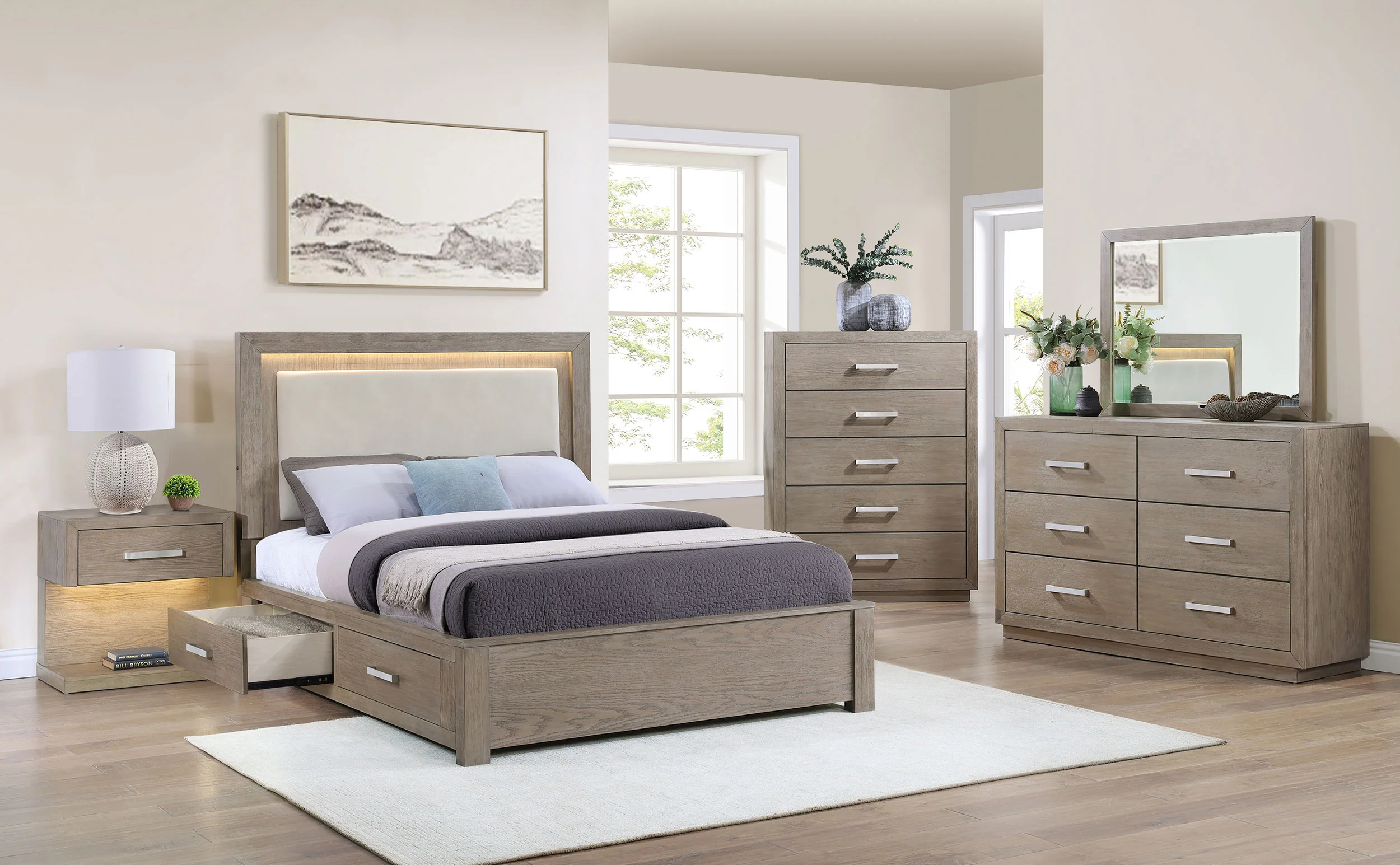 Kenora Panel Platform Storage Bed with LED Lighting - Image 15