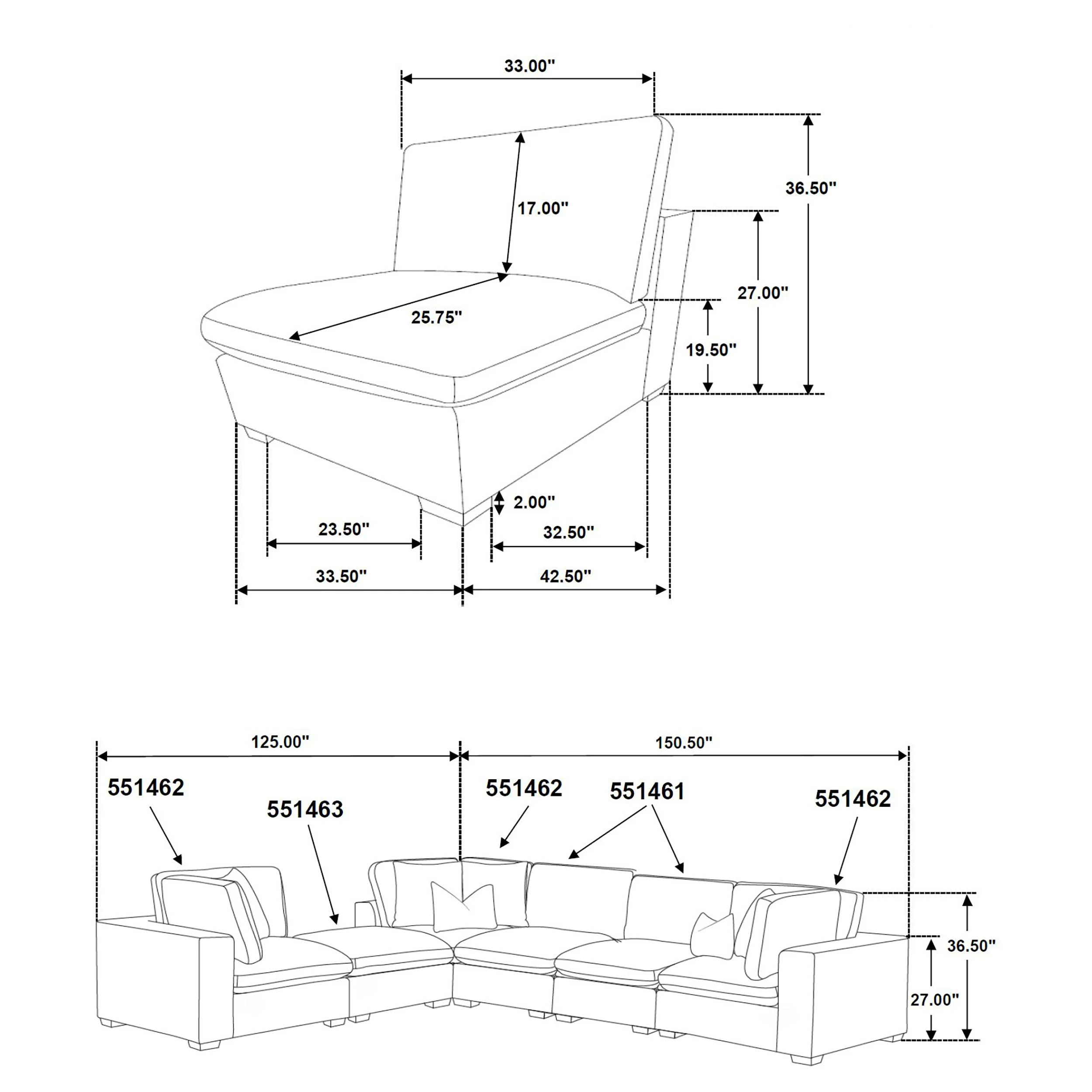 Lakeview Armless Chair - Image 7