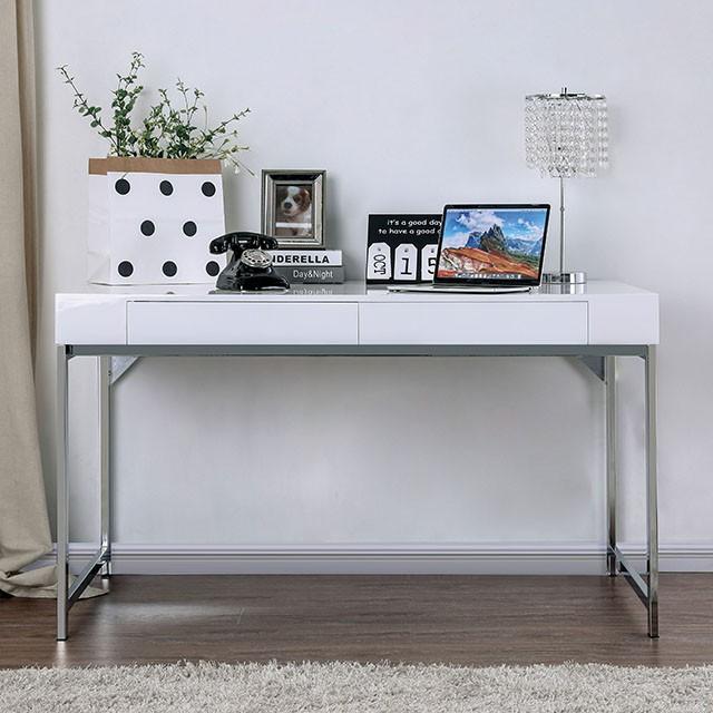 Loke White/Chrome Computer Desk - Image 2