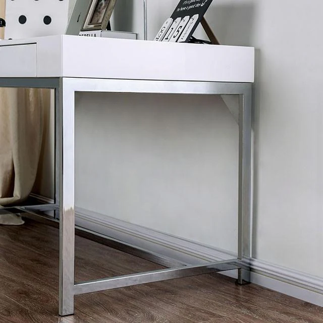Loke White/Chrome Computer Desk - Image 4