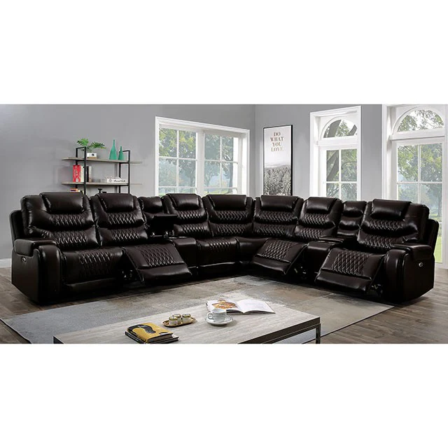 Mariah Power Sectional w/ Recliner Brown - Image 2