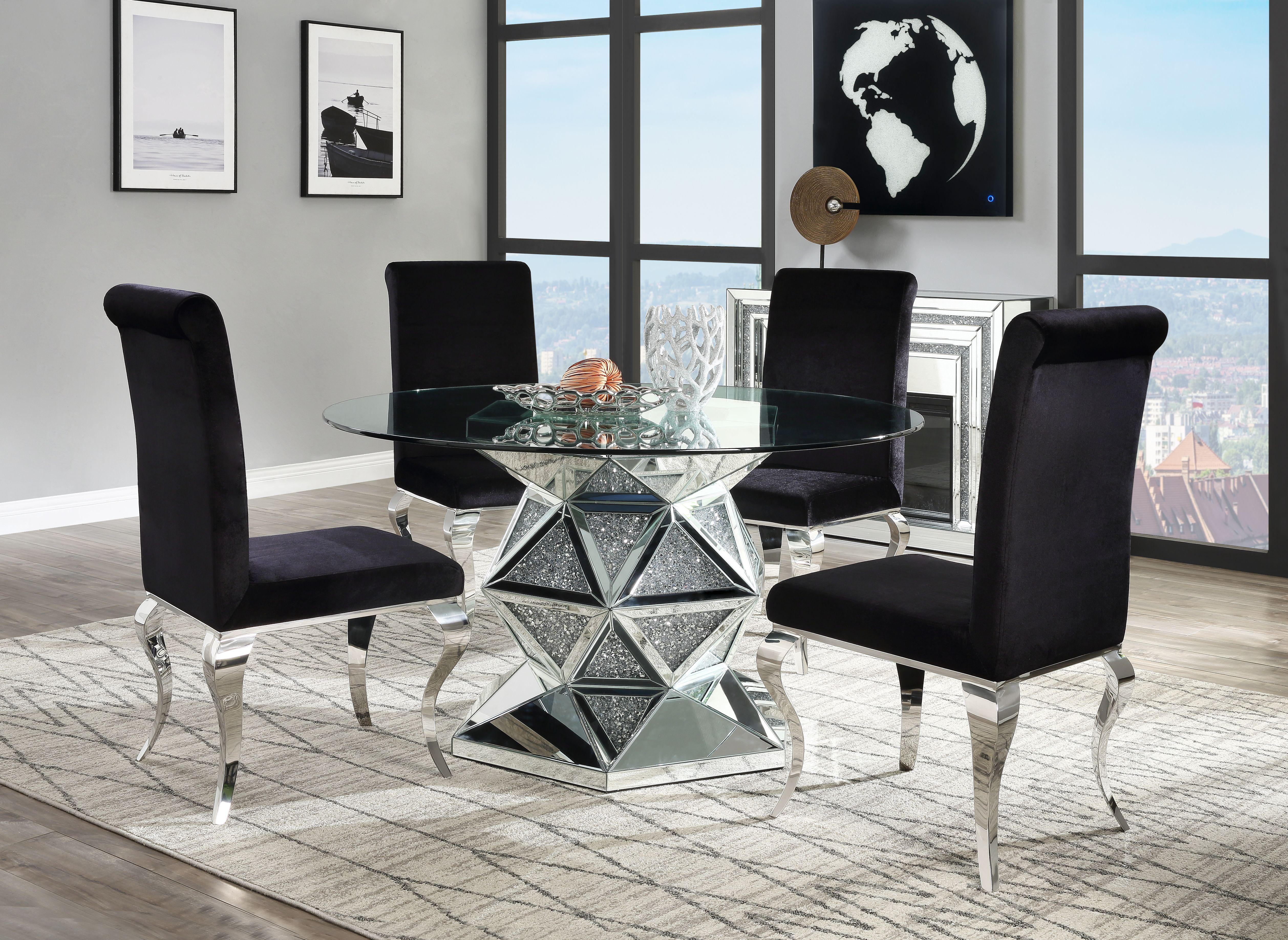 Noralie Mirrored & Faux Diamonds Dining Table - Image 2