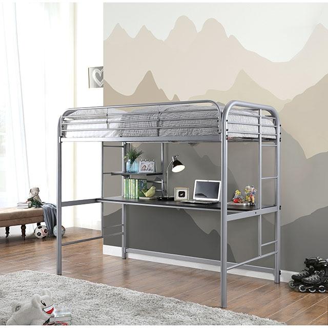 Opal Iii Black & Silver Twin Loft Bed - Image 4