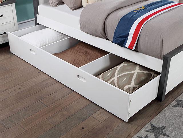 PRIAM Full & Twin Bed, White/Gray, Pink, Chrome, & Yellow - Image 4