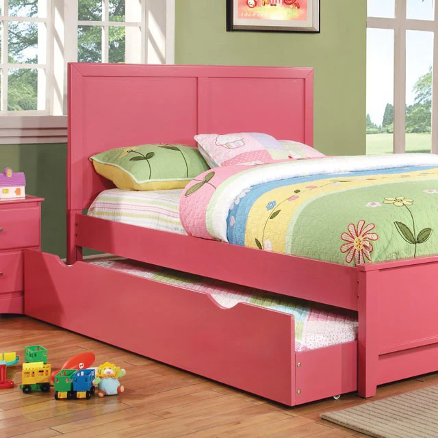 PRIAM Full & Twin Bed, White/Gray, Pink, Chrome, & Yellow - Image 9