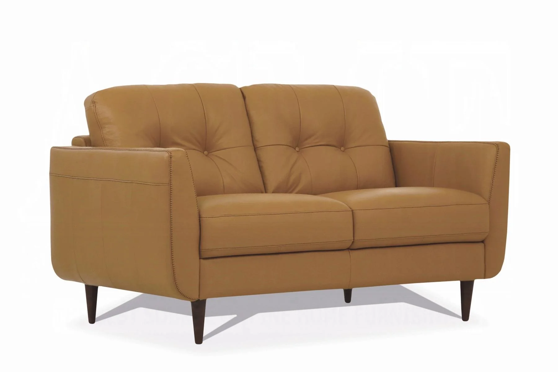 Radwan Camel Leather Loveseat - Image 2