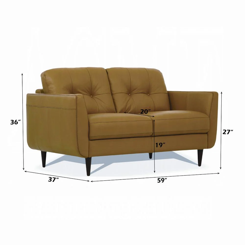 Radwan Camel Leather Loveseat - Image 4