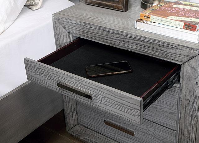 RAIDEN Night Stand w/ USB, Gray - Image 3