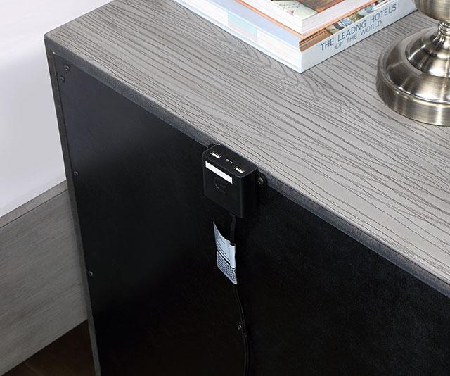 RAIDEN Night Stand w/ USB, Gray - Image 4