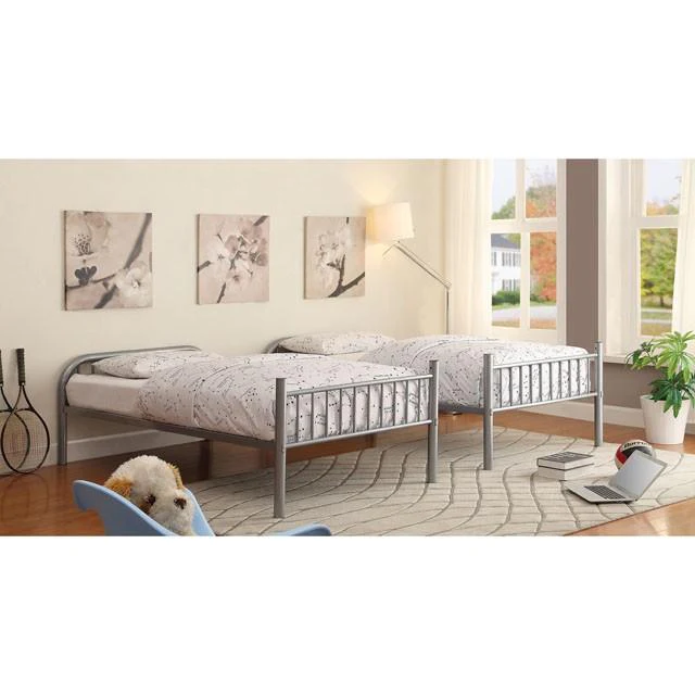 RAINBOW Silver Metal Twin/Twin Bunk Bed - Image 3