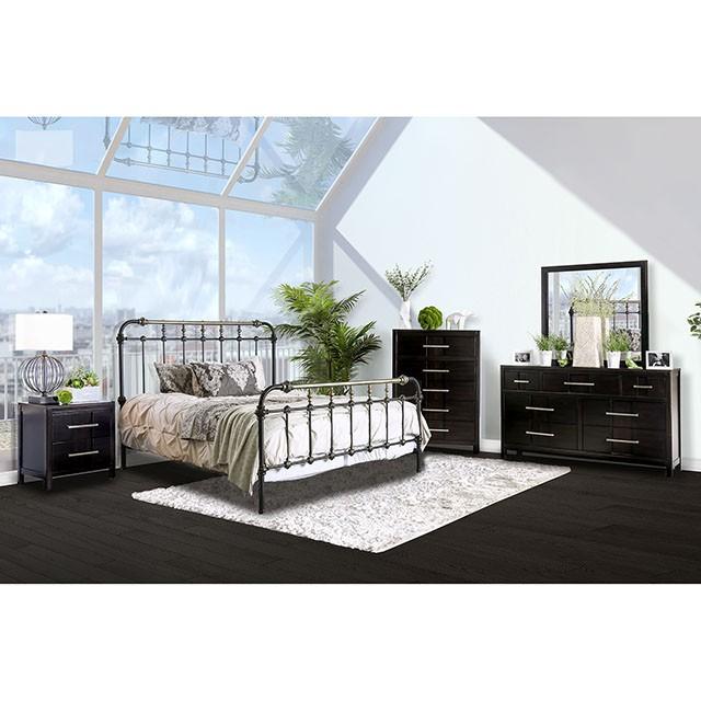 RIANA Antique Black Metal E.King, Full, Queen, & Twin Bed - Image 2