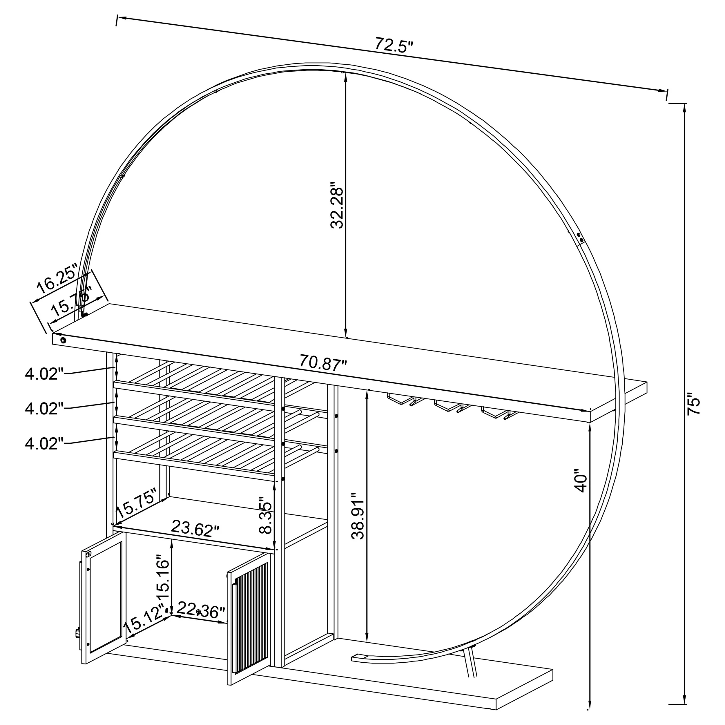 Risley Wine Cabinet with LED Lighting - Image 40
