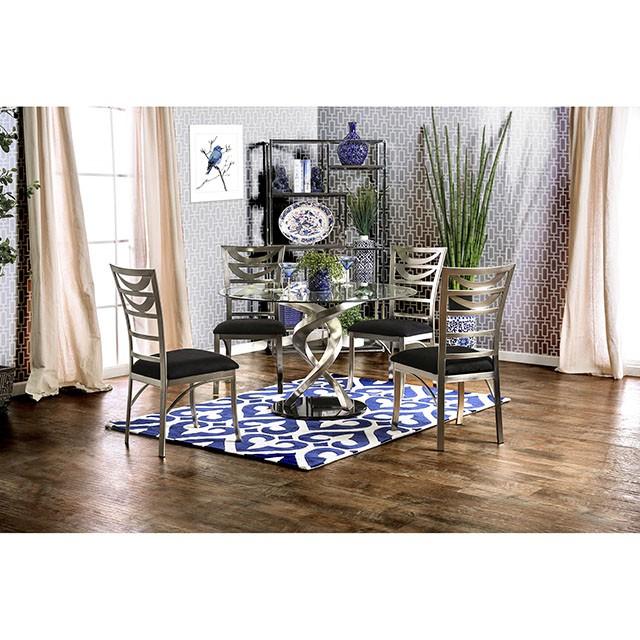 ROXO Silver/Black Round Dining Table - Image 2