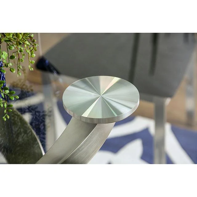 ROXO Silver/Black Round Dining Table - Image 3