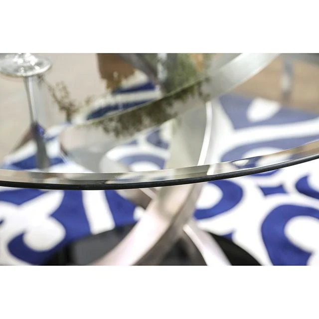 ROXO Silver/Black Round Dining Table - Image 4