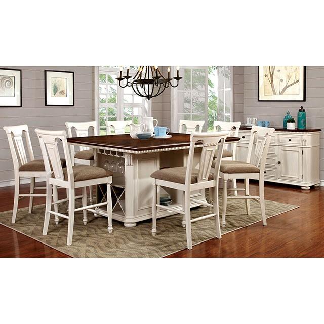 SABRINA Off White/Cherry Counter Ht. Table, Cherry & White - Image 2